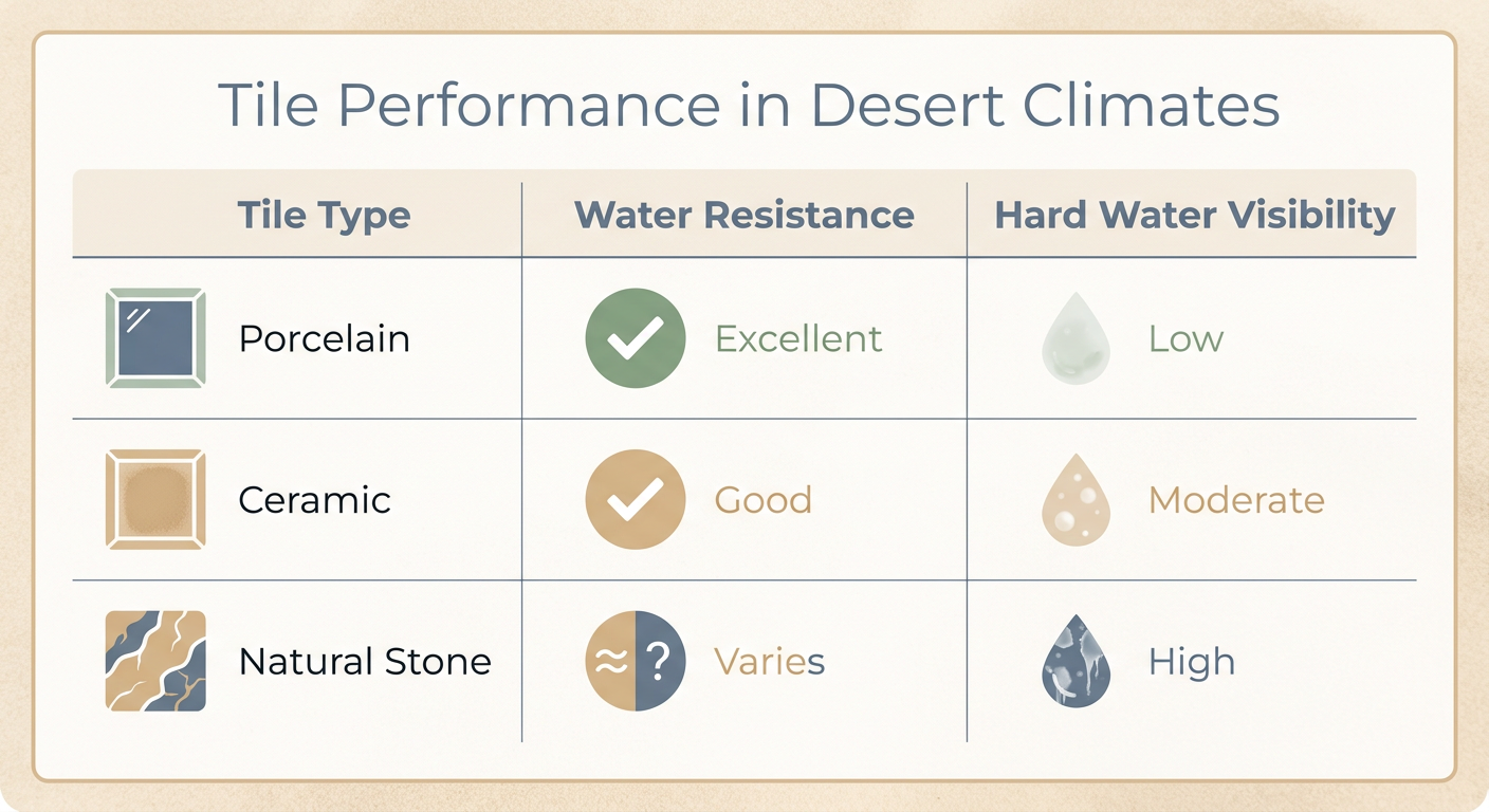 A comparison chart of bathroom tile options for Arizona homes.