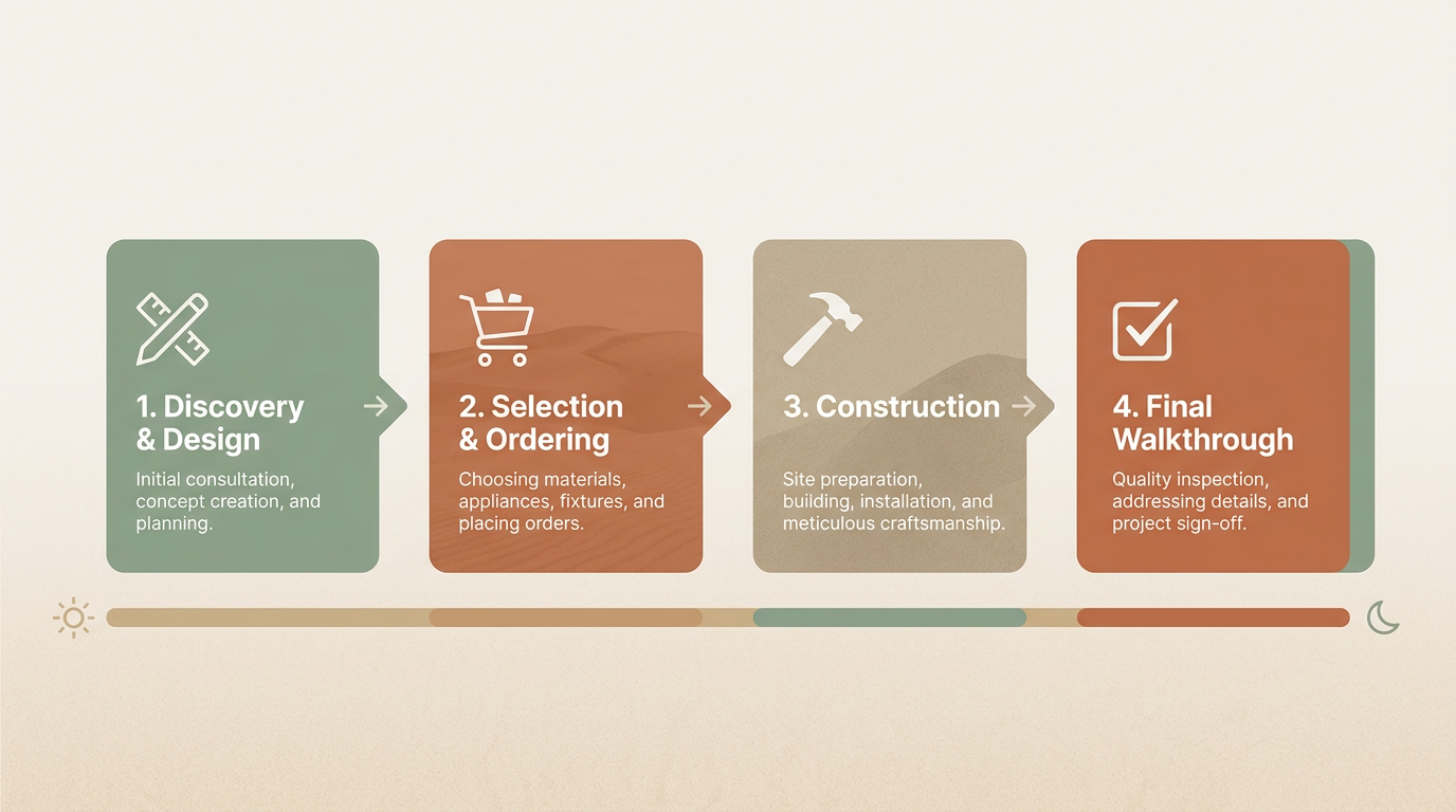 Kitchen remodel timeline phases infographic