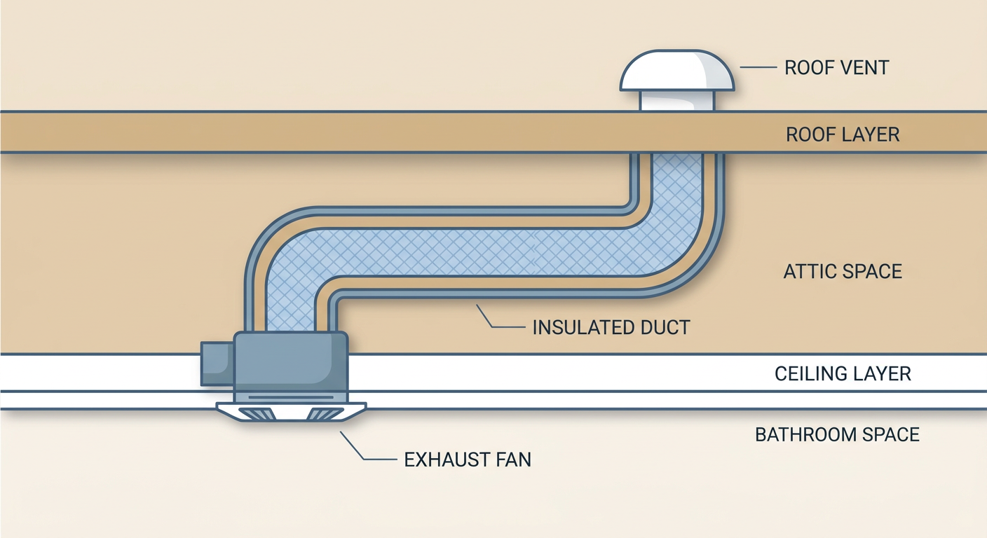 Diagram of a proper bathroom ventilation system