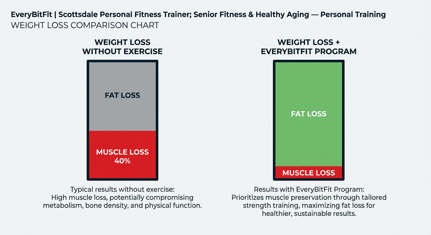 Infographic comparing body composition outcomes for GLP-1 users with and without strength training.
