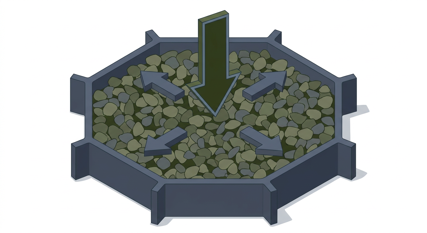 Geocell Foundation Kits: The Ultimate DIY Guide to Stable Outdoor Projects 1 Cross-section diagram showing weight distribution through a geocell panel.