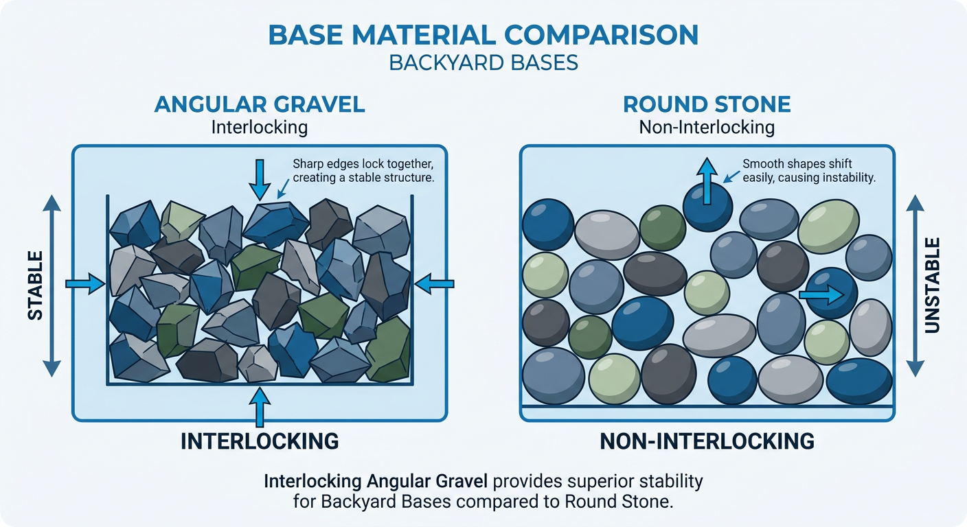 DIY Guide: How to Stabilize a Gravel Path with Geocell for Lasting Durability 2 Comparison chart of angular gravel versus round stones in geocell