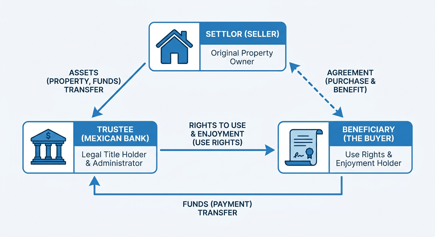 Diagram of the Mexican Fideicomiso bank trust ownership structure